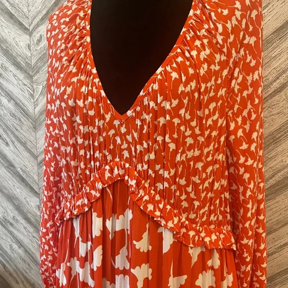DIANE VON FURSTENBERG Orange and White Floral Dress, NWOT, size XL - Picture 1 of 6